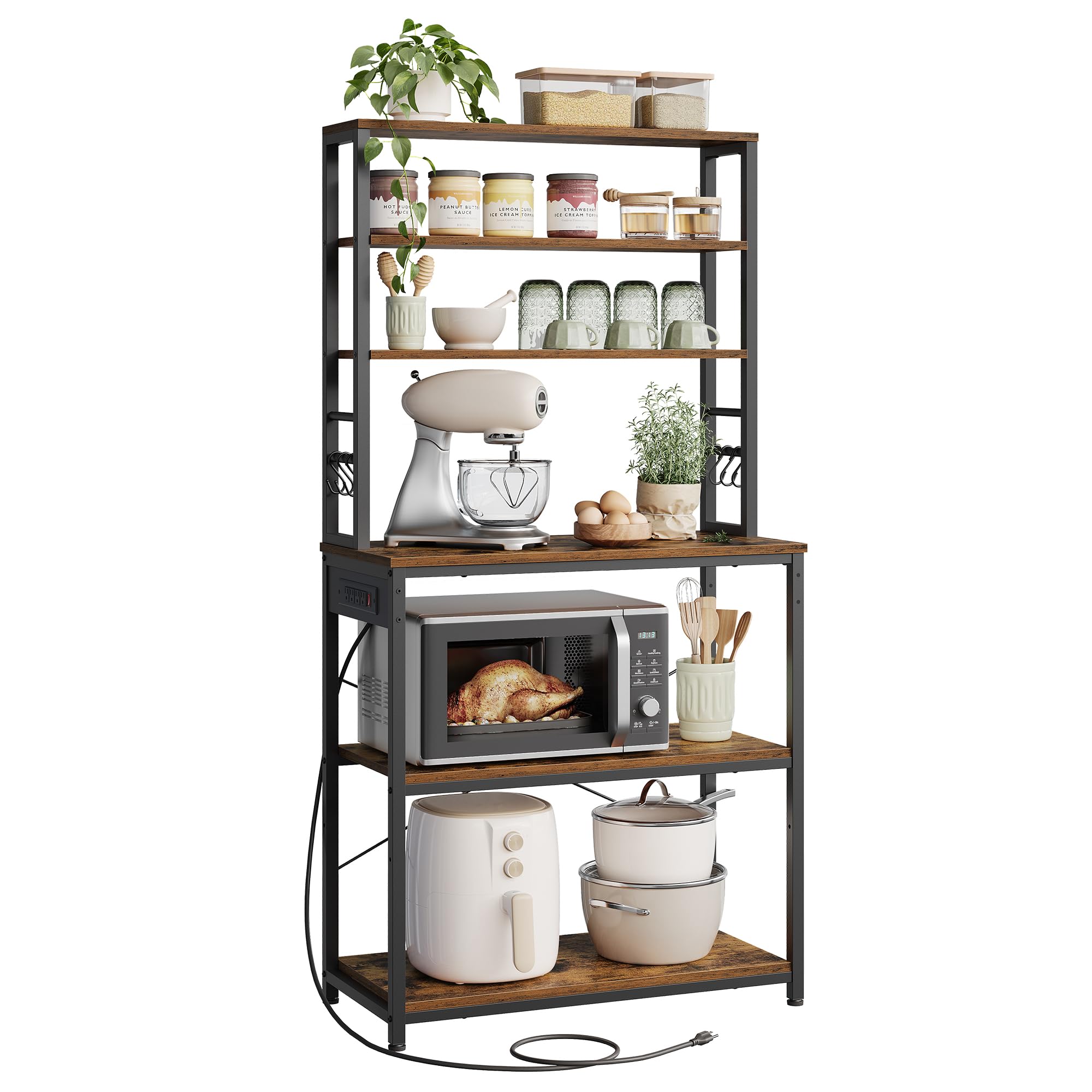Cafetería Bakers Rack Vasagle Con Almacenamiento, 6 Niveles, Color Marrón Rústico - Venta Internacional.