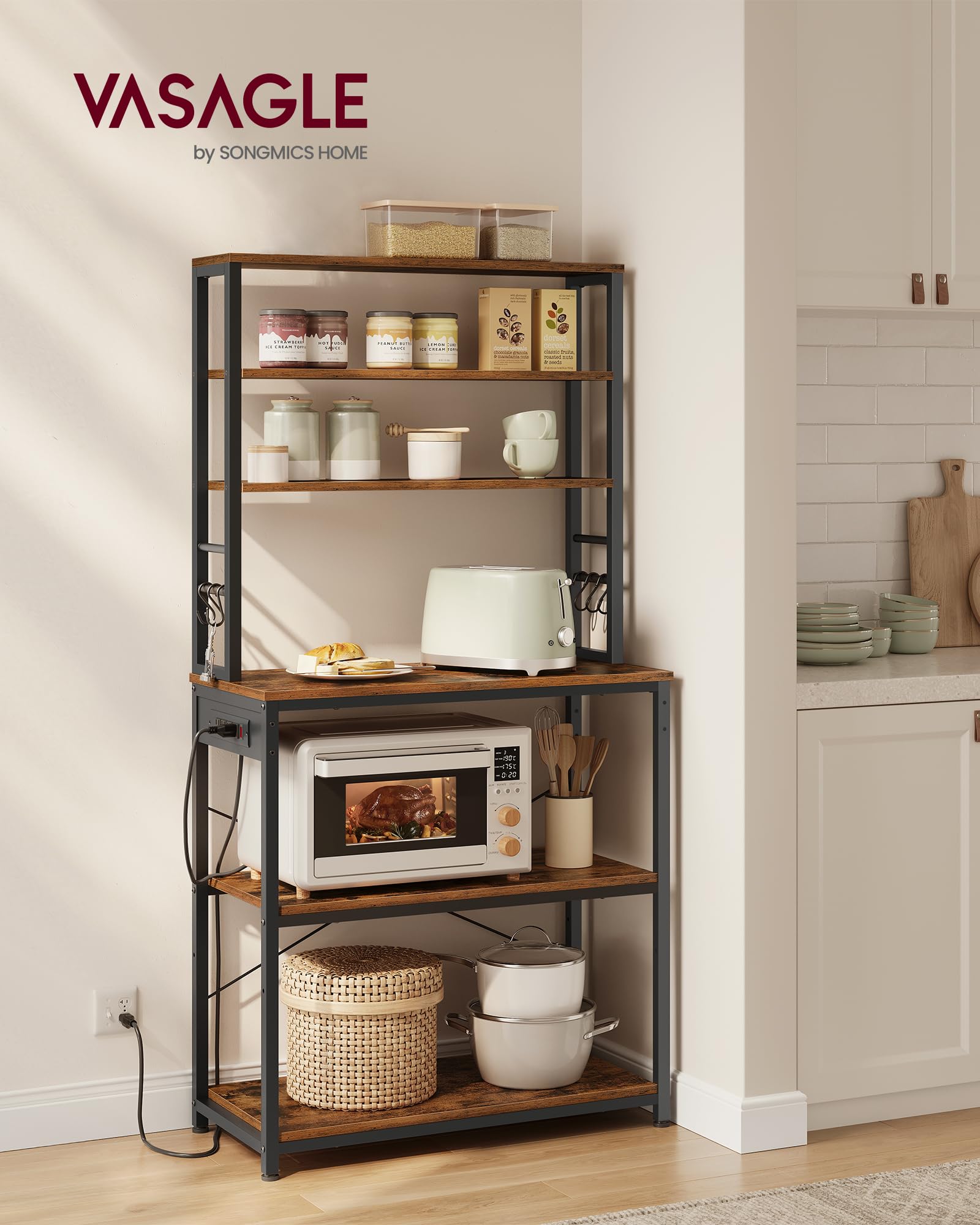 Foto 3 pulgar | Cafetería Bakers Rack Vasagle Con Almacenamiento, 6 Niveles, Color Marrón Rústico - Venta Internacional.