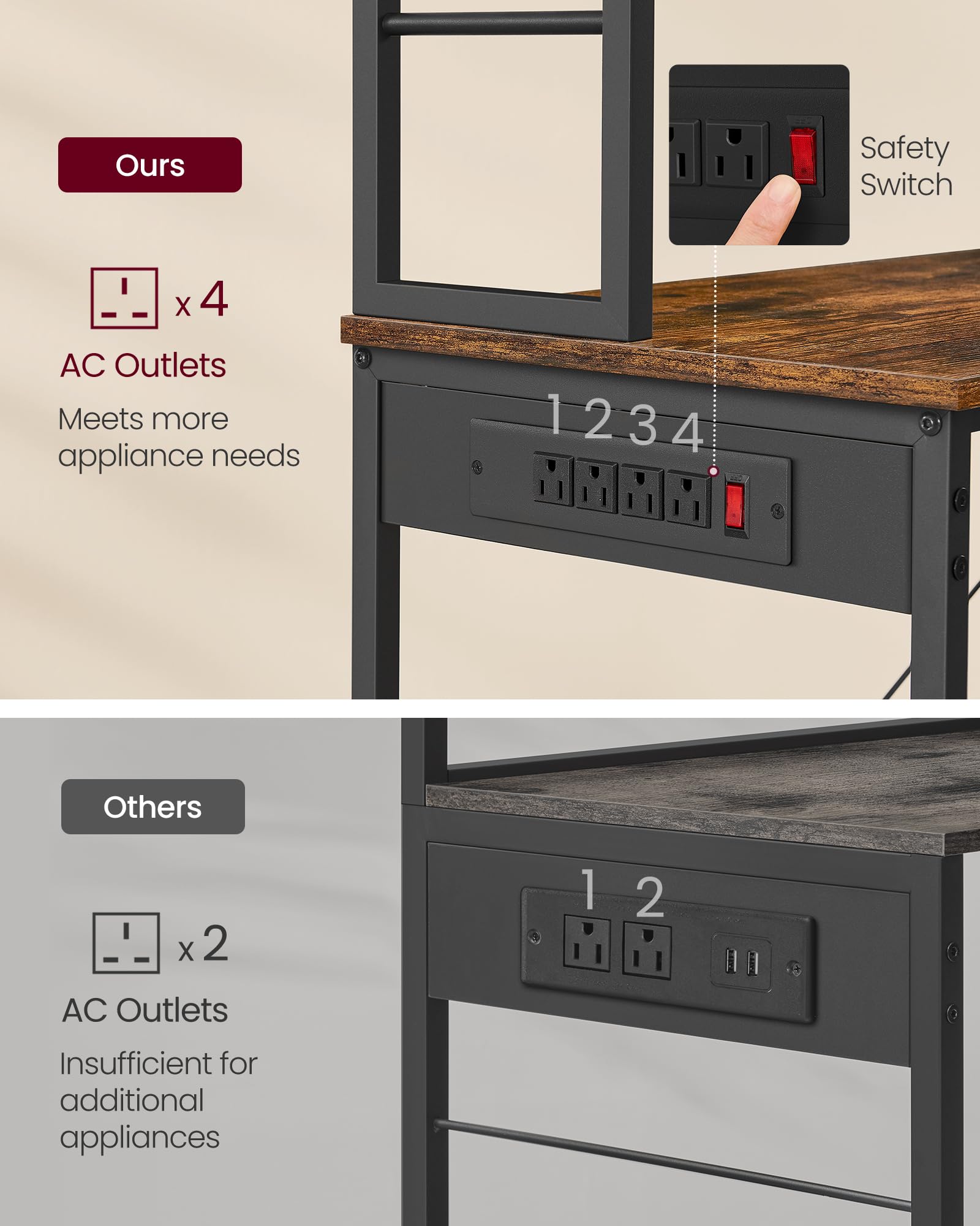 Foto 5 pulgar | Cafetería Bakers Rack Vasagle Con Almacenamiento, 6 Niveles, Color Marrón Rústico - Venta Internacional.