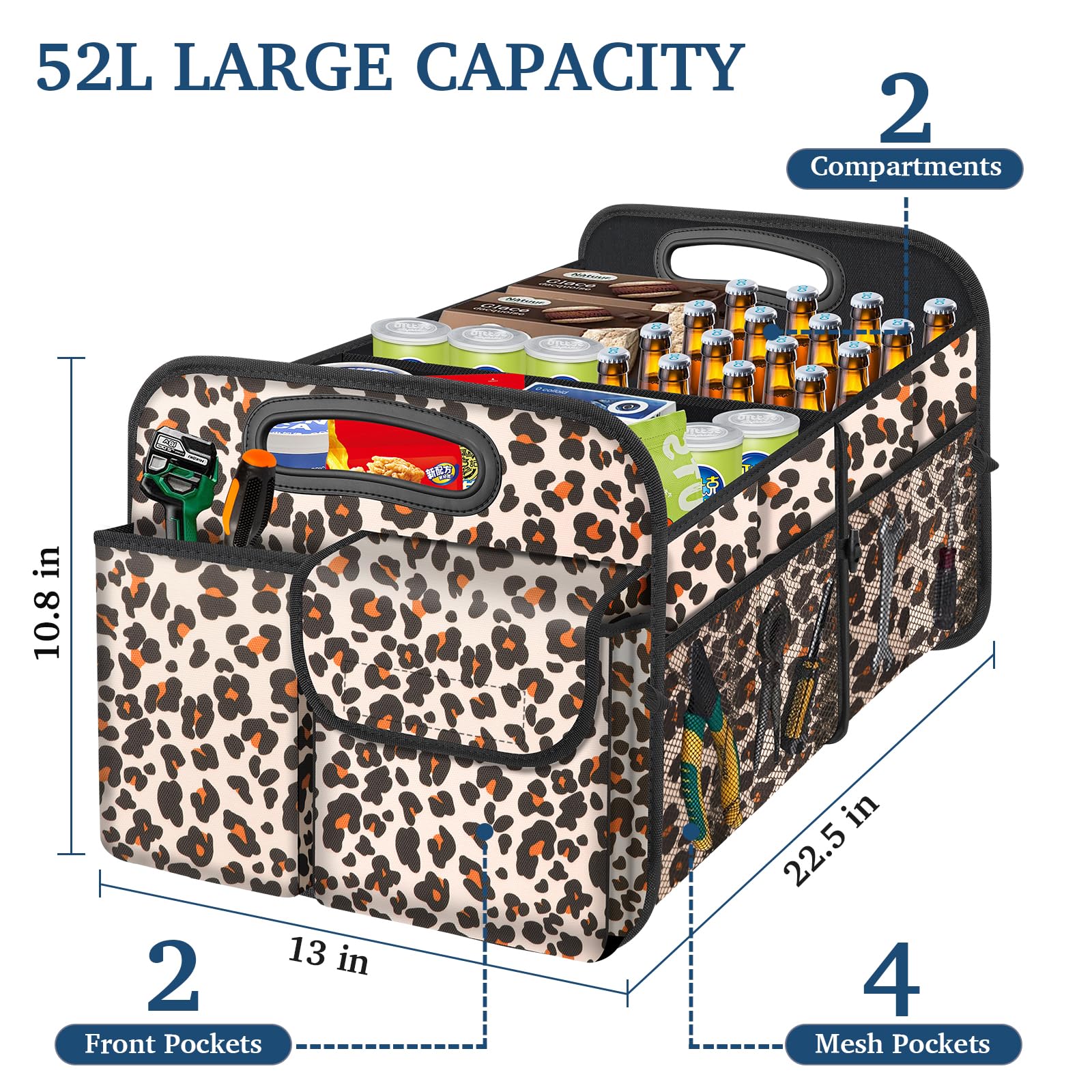 Foto 3 pulgar | Organizador De Maletero De Coche Femular, Impermeable Y Plegable, Diseño De Leopardo - Venta Internacional.