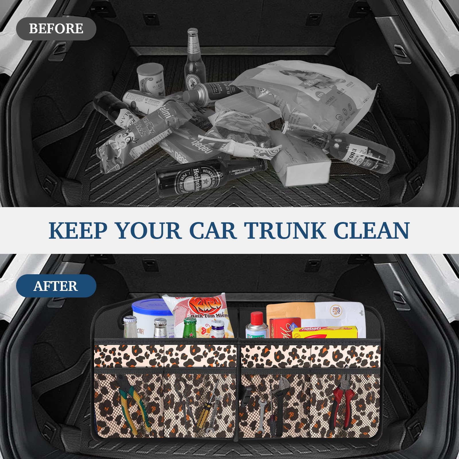 Foto 5 | Organizador De Maletero De Coche Femular, Impermeable Y Plegable, Diseño De Leopardo - Venta Internacional.