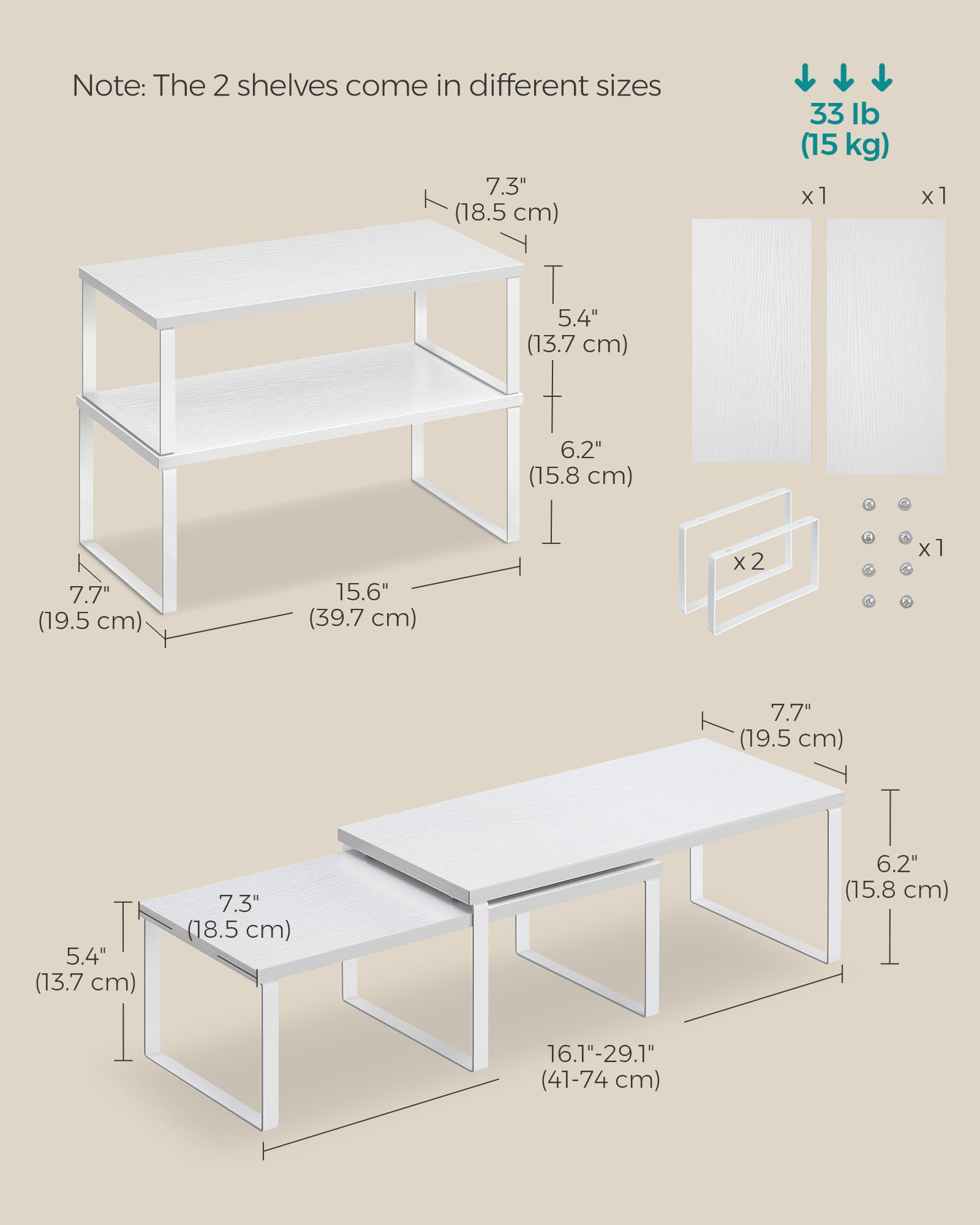 Foto 7 pulgar | Armario Organizador De Estantes Songmics Kitchen Set 2 Cloud White - Venta Internacional.