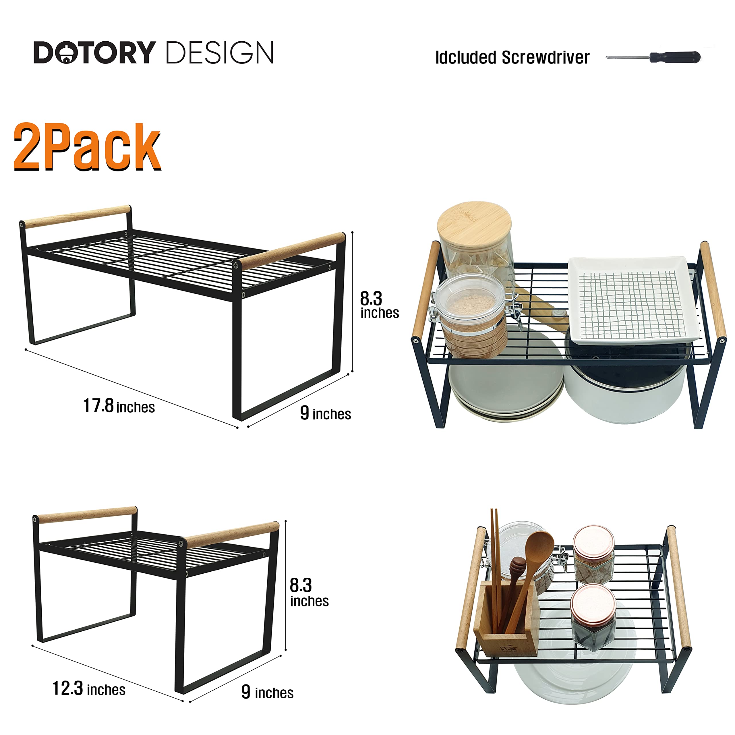 Foto 2 | Estante De Cocina Dotorydesign, Apilable Y Ancho, Paquete De 2 - Venta Internacional.