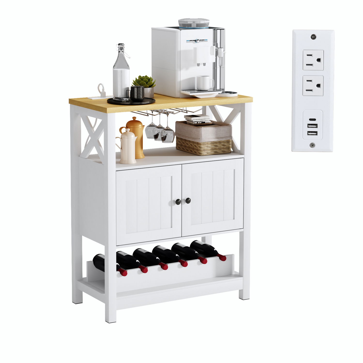 Foto 2 pulgar | Estante de Vinos Furniturer Blanco