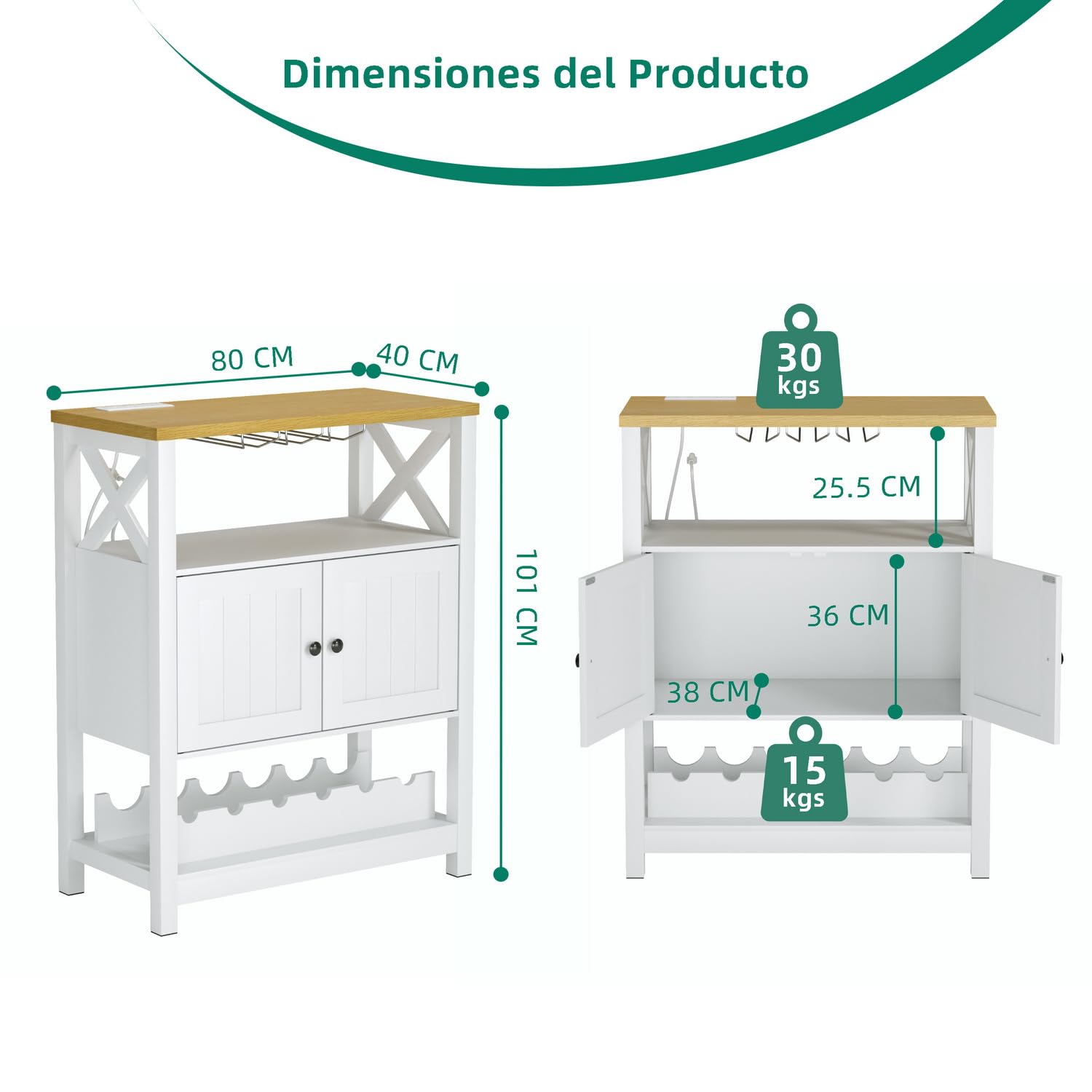 Foto 3 pulgar | Estante de Vinos Furniturer Blanco