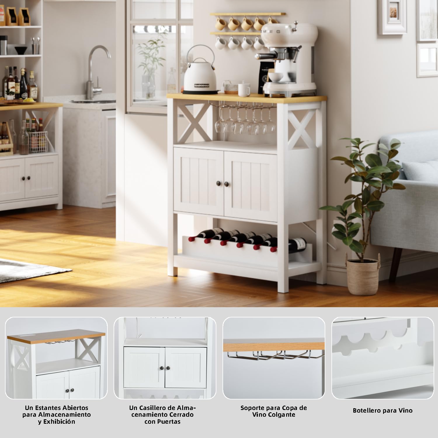 Foto 7 | Estante de Vinos Furniturer Blanco