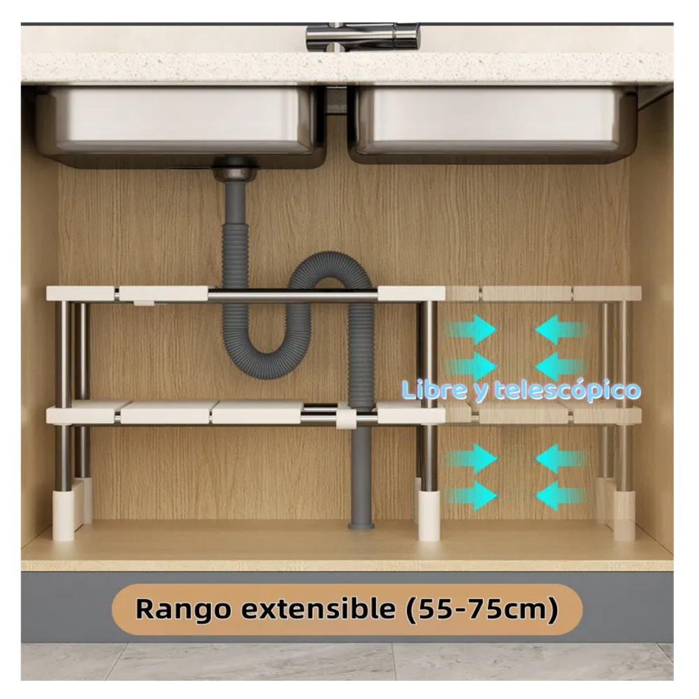Foto 5 | Retráctil Y Ajustable Organizador De Estante De Cocina Lab.g  Blanco