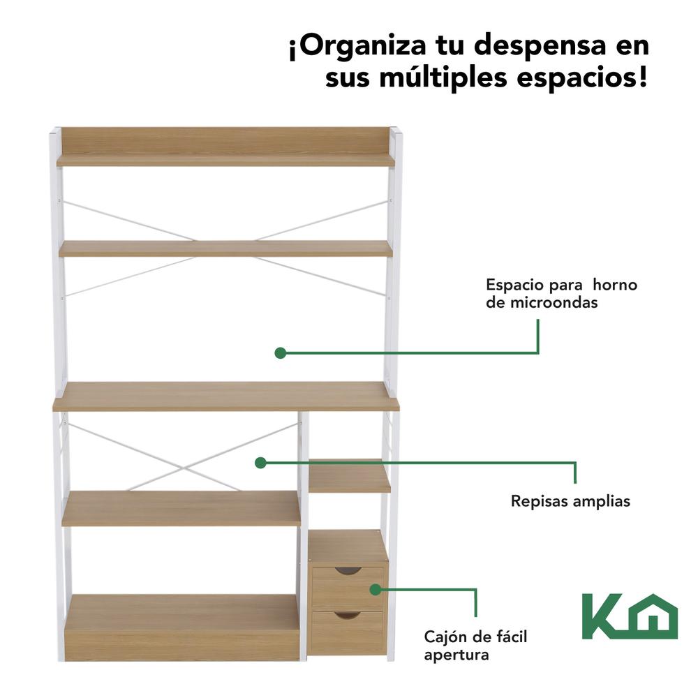 Foto 5 pulgar | Mueble de Cocina Multiusos KingsHouse con Repisas y 2 Cajones