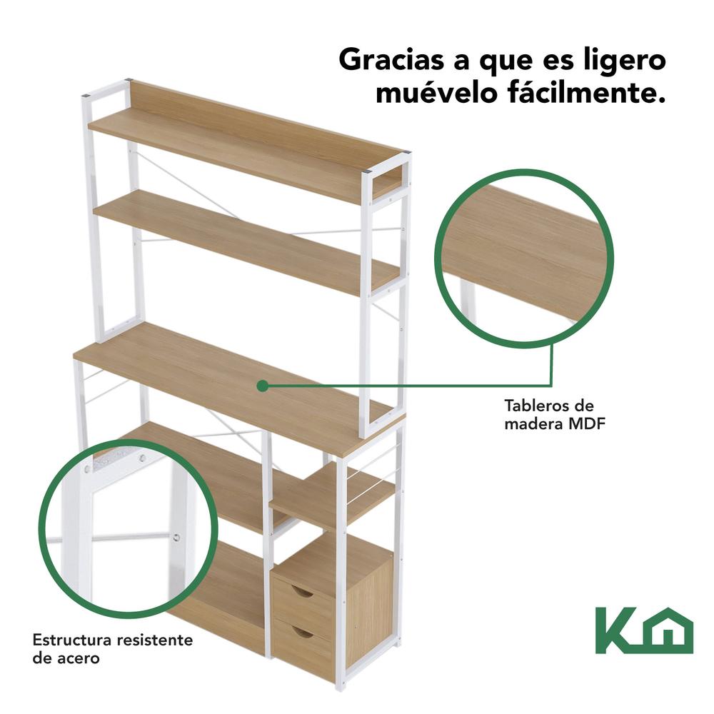 Foto 6 pulgar | Mueble de Cocina Multiusos KingsHouse con Repisas y 2 Cajones