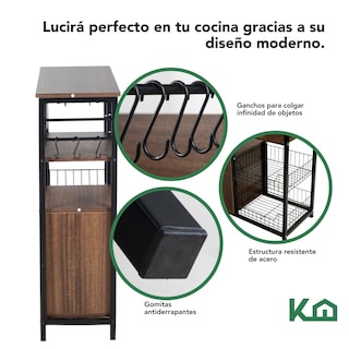 Foto 6 | Rack Mueble Multiusos KingsHouse Cajón Repisas Microondas Cocina Hogar