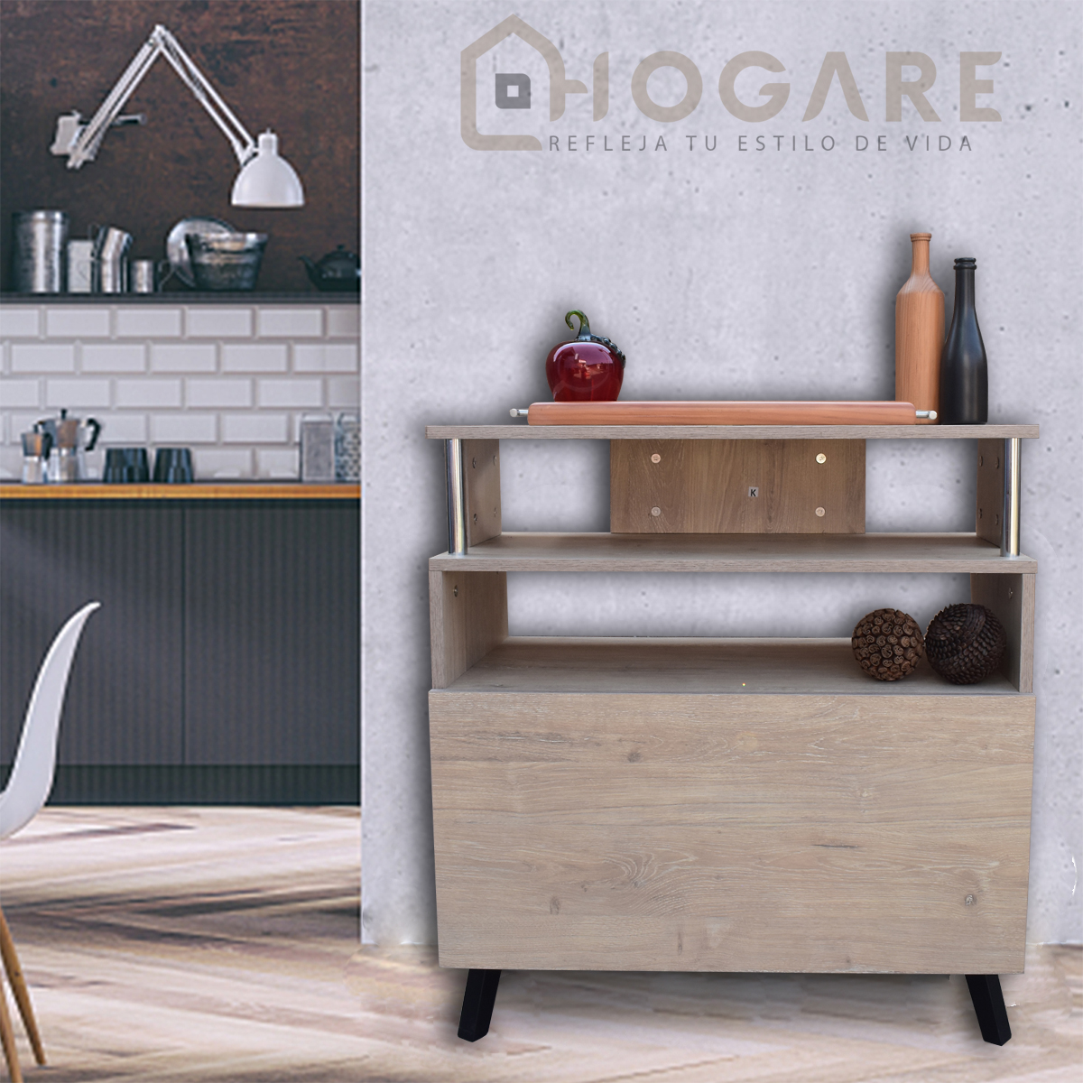 Foto 3 pulgar | Mueble Organizador de Cocina Hogare color Beige