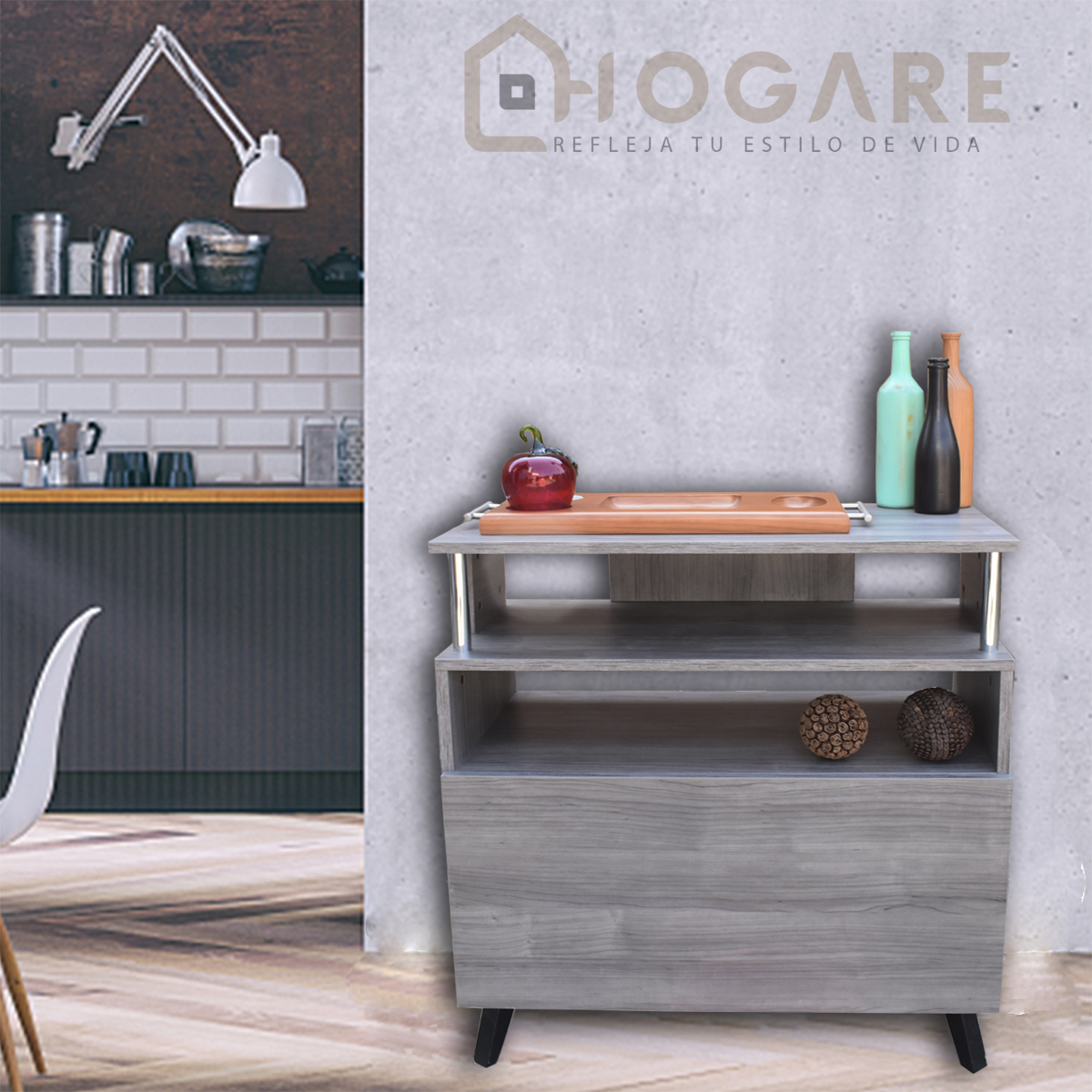 Foto 3 pulgar | Mueble Organizador de Cocina Hogare color Gris