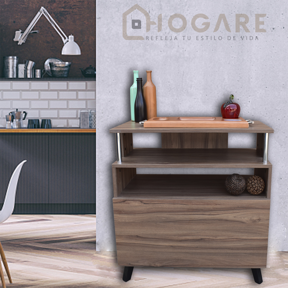 Foto 3 pulgar | Mueble Organizador de Cocina Hogare color Marrón