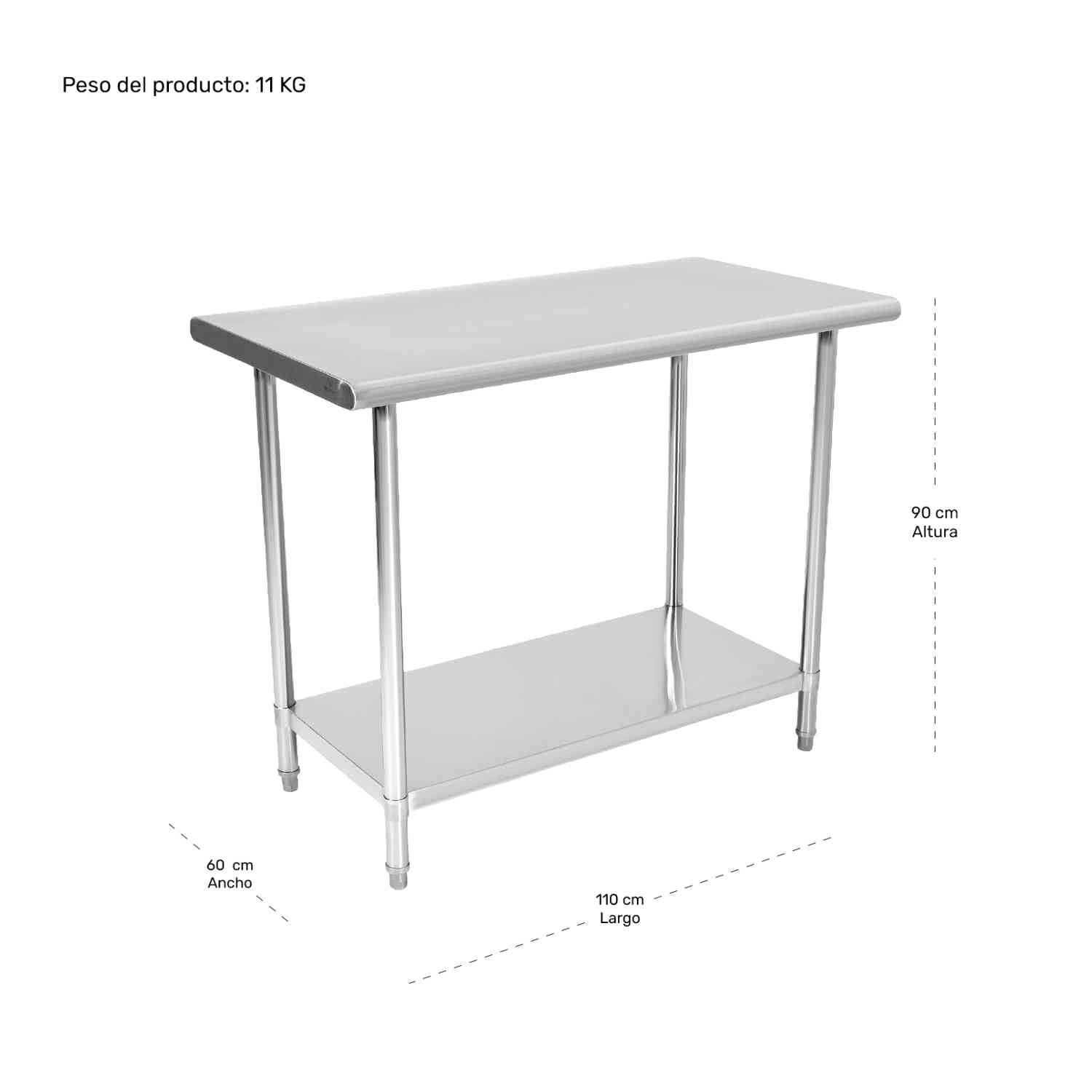 Foto 4 | Mesa Isla Trabajo Acero Inoxidable Pasteur 110x60x90