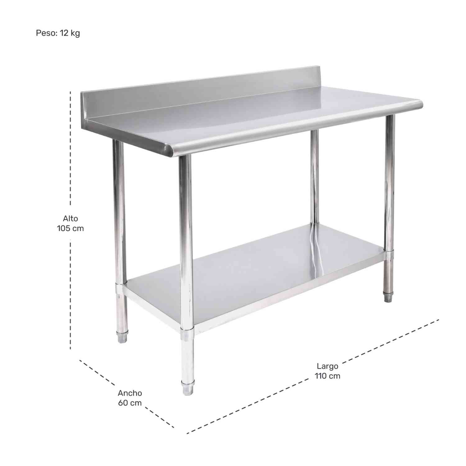 Foto 4 | Mesa Isla Trabajo Acero Inoxidable Pasteur 110x60x105