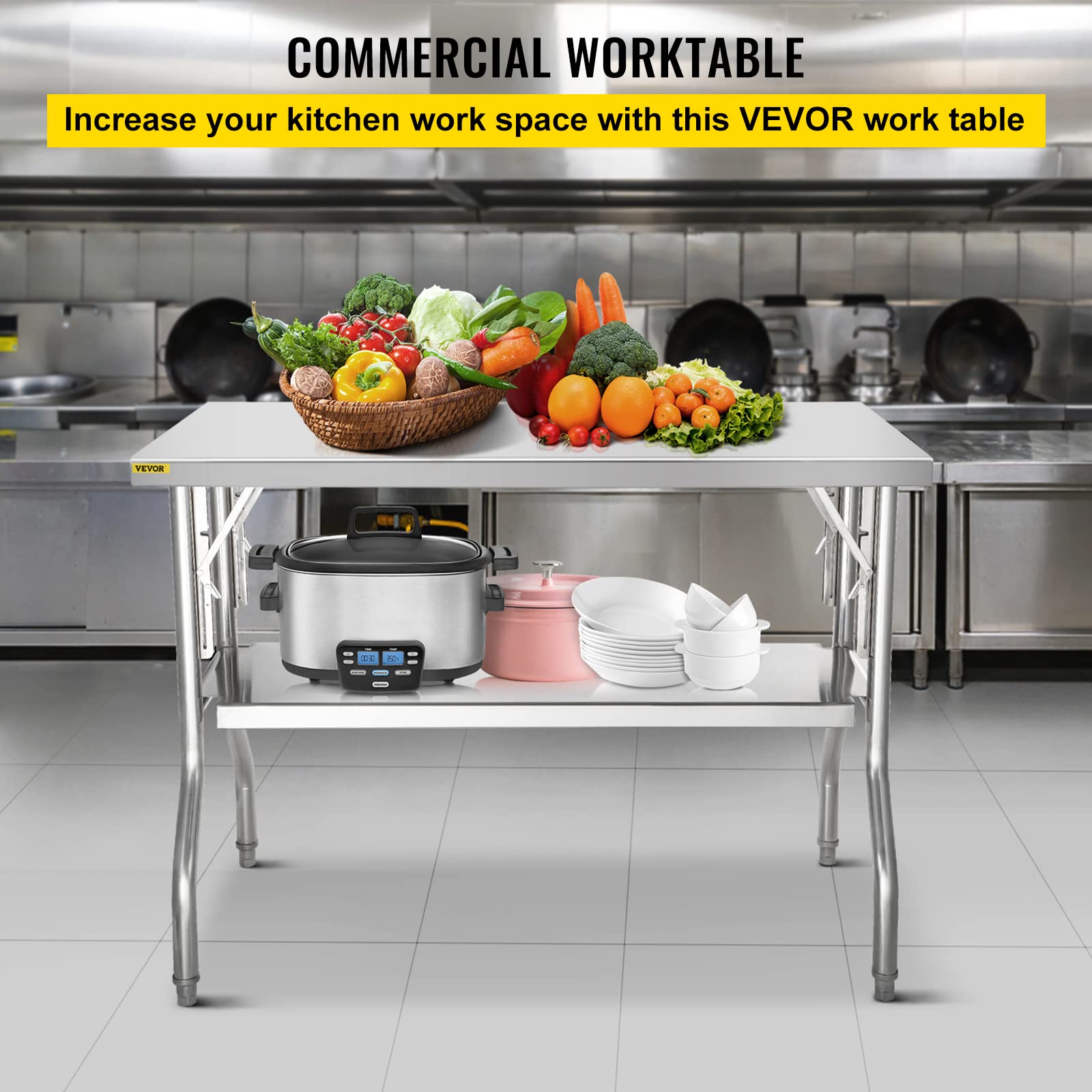 Foto 3 pulgar | Mesa De Trabajo Comercial Vevor 122 X 61 Cm, Acero Inoxidable - Venta Internacional.