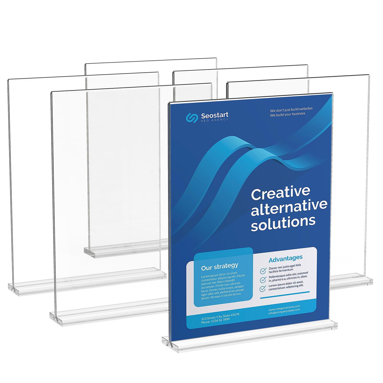 Soporte Acrílico Para Letreros Vevor, 8.5 X 11 Pulgadas, Acrílico Transparente En Forma De T - Venta Internacional.