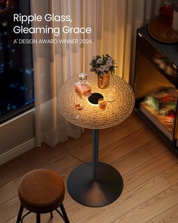 Foto 5 | Mesas De Bar Redondas Vasagle Con Luces, Tapas De Cristal Y Base De Acero, Juego De 2 - Venta Internacional.