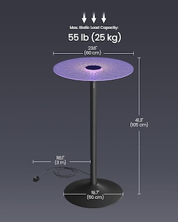 Foto 7 | Mesas De Bar Redondas Vasagle Con Luces, Tapas De Cristal Y Base De Acero, Juego De 2 - Venta Internacional.