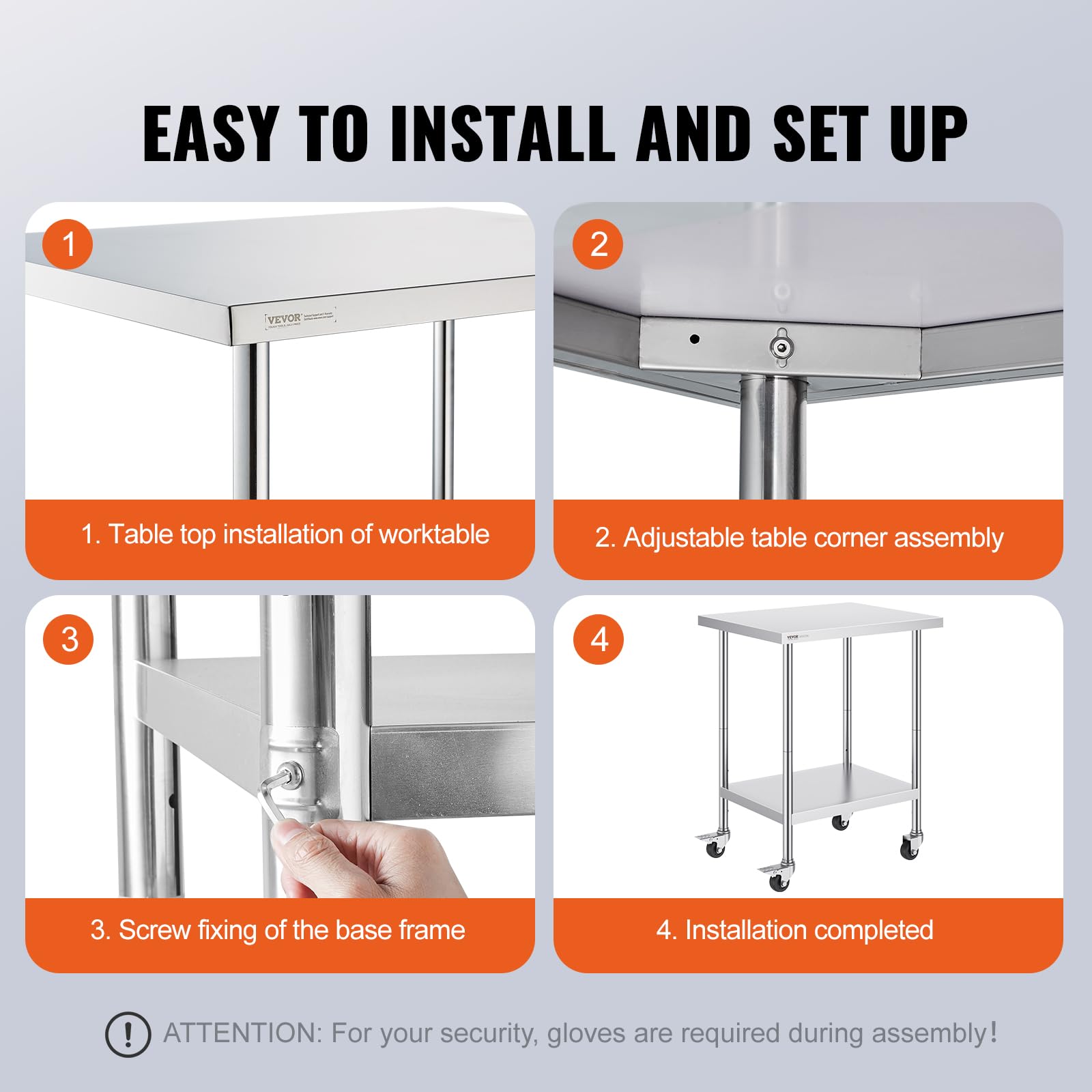 Foto 7 pulgar | Mesa De Trabajo Vevor De Acero Inoxidable 60x75x95 Cm Con 4 Ruedas - Venta Internacional.
