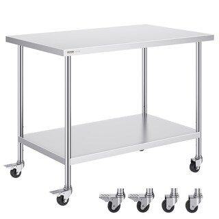 Foto 1 | Mesa De Trabajo Vevor De Acero Inoxidable 76 X 122 X 96 Cm Con Ruedas - Venta Internacional.