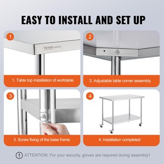 Foto 6 | Mesa De Trabajo Vevor De Acero Inoxidable 76 X 122 X 96 Cm Con Ruedas - Venta Internacional.