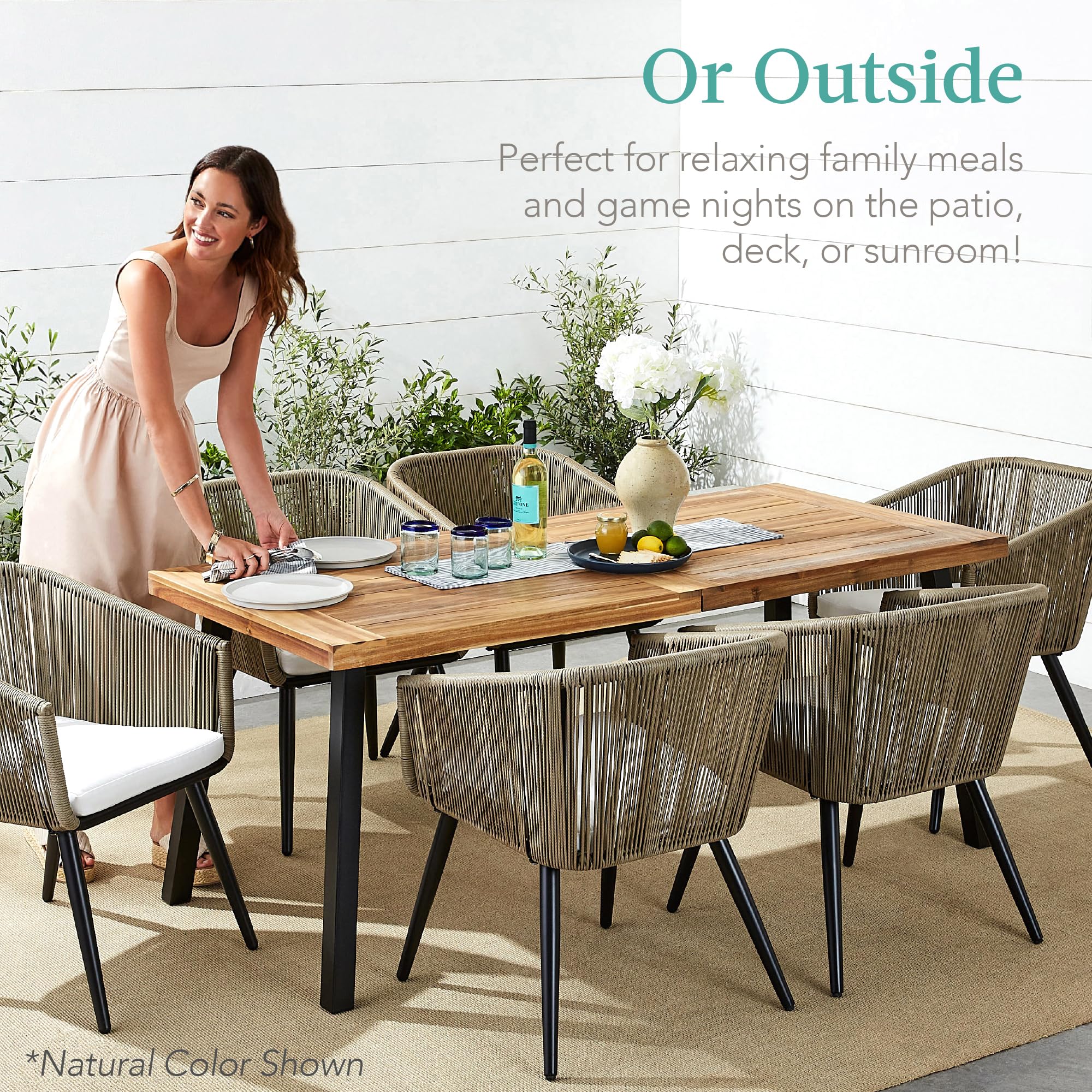 Foto 4 pulgar | Mesa De Comedor Best Choice Products De Madera De Acacia Para 6 Personas - Venta Internacional.