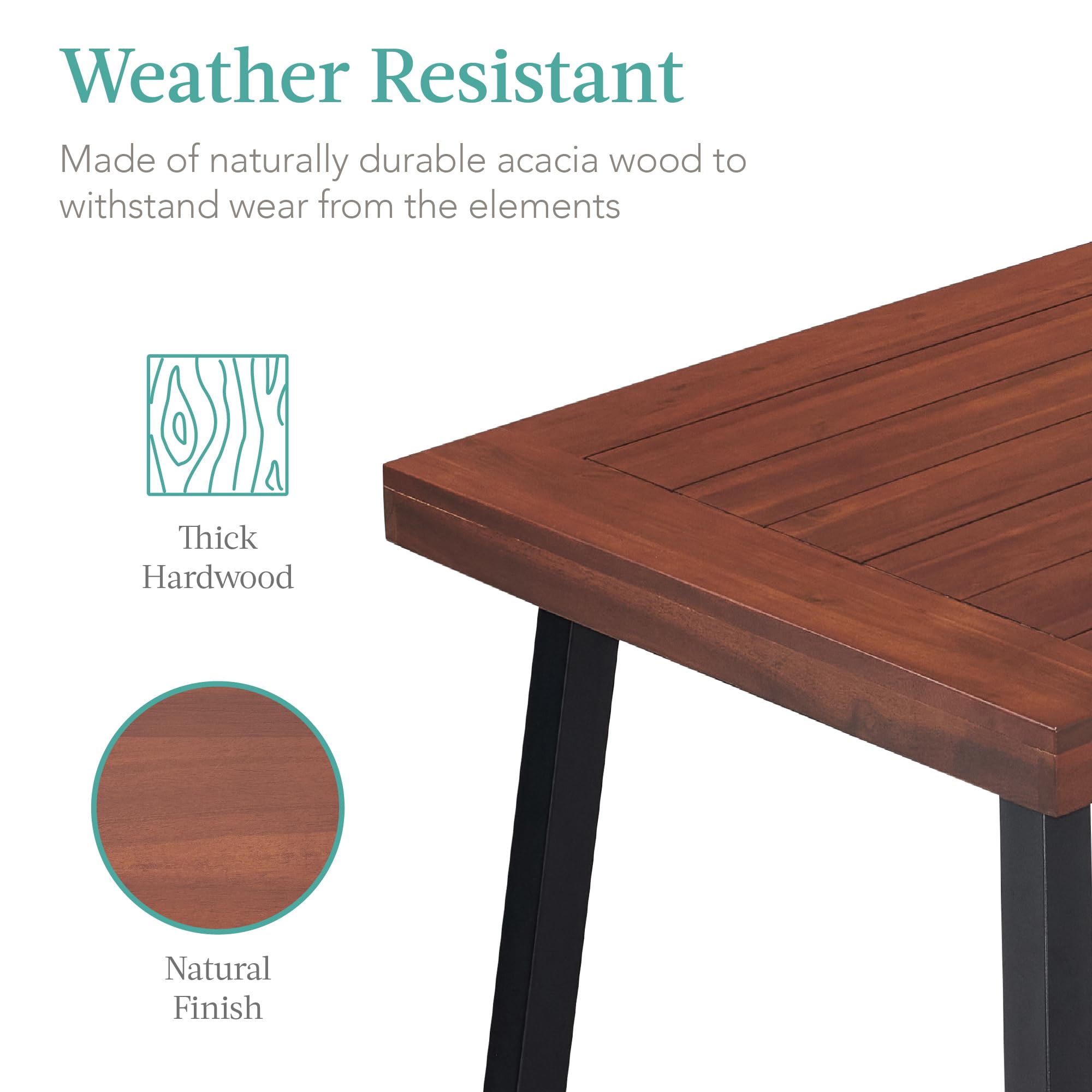 Foto 5 pulgar | Mesa De Comedor Best Choice Products De Madera De Acacia Para 6 Personas - Venta Internacional.