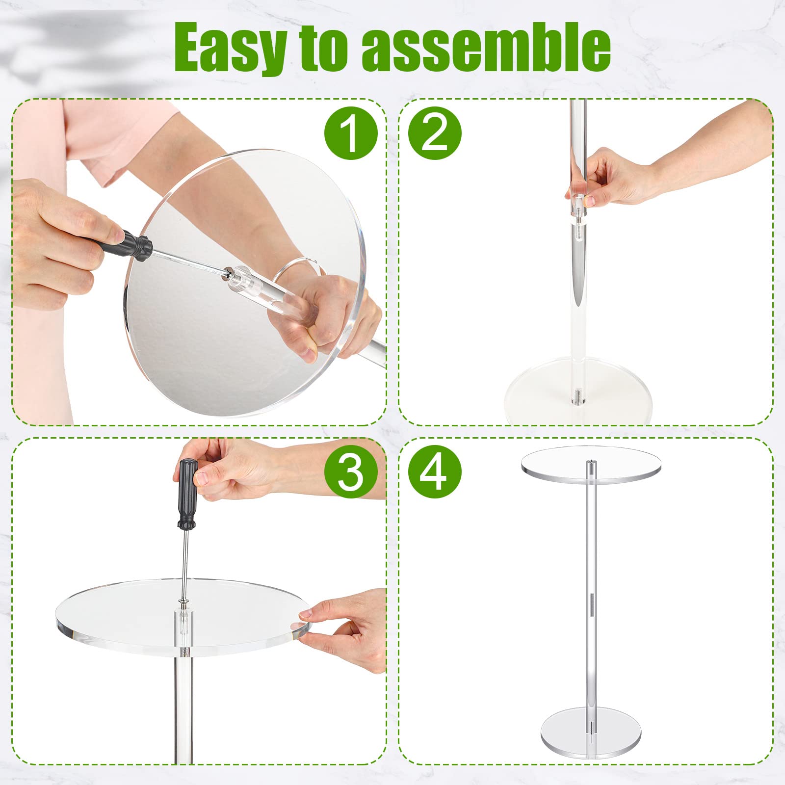 Foto 4 pulgar | Mesa De Bebidas Chunful De Acrílico Transparente Para Espacios Pequeños, 25 X 25 X 54 Cm - Venta Internacional.