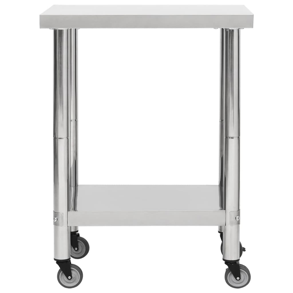 Foto 4 | Mesa De Trabajo De Cocina Vidaxl De Acero Inoxidable Con Ruedas De 80 X 45 Cm - Venta Internacional.