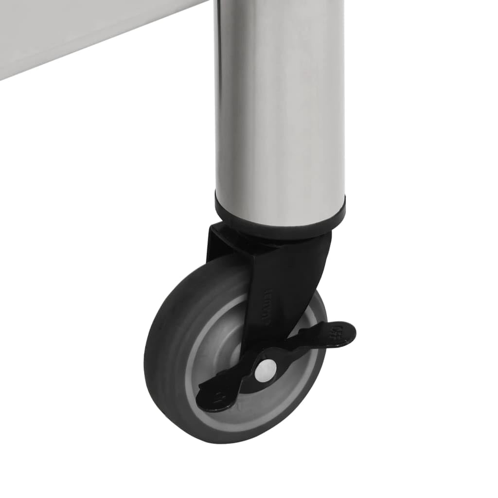 Foto 7 pulgar | Mesa De Trabajo De Cocina Vidaxl De Acero Inoxidable Con Ruedas De 80 X 45 Cm - Venta Internacional.