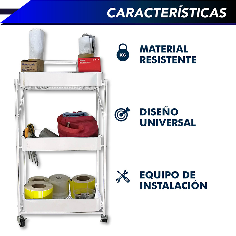 Foto 5 pulgar | Carrito Organizador Metálico CHIC FANTASY WY-4372B color Blanco 3 Niveles