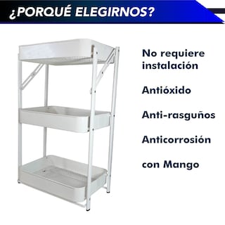 Foto 8 | Carrito Organizador Metálico CHIC FANTASY WY-4372B color Blanco 3 Niveles