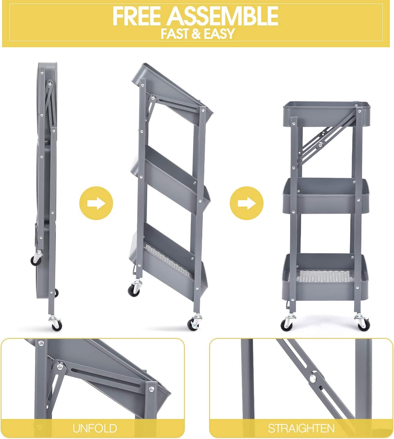 Foto 4 pulgar | Carrito Organizador Reimart WK-31 color Gris 1 Pieza