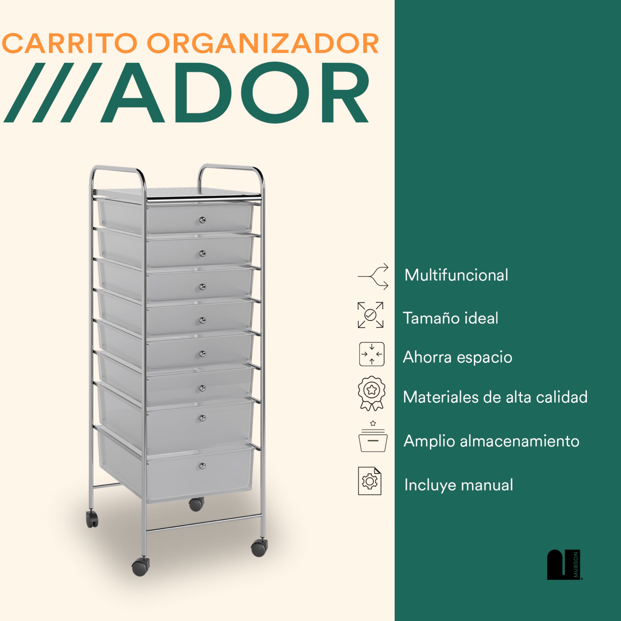 Foto 3 pulgar | Carrito Organizador Mubson con 8 Cajones color Blanco