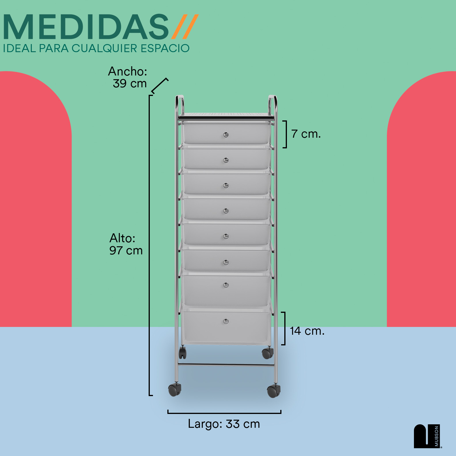 Foto 5 pulgar | Carrito Organizador Mubson con 8 Cajones color Blanco