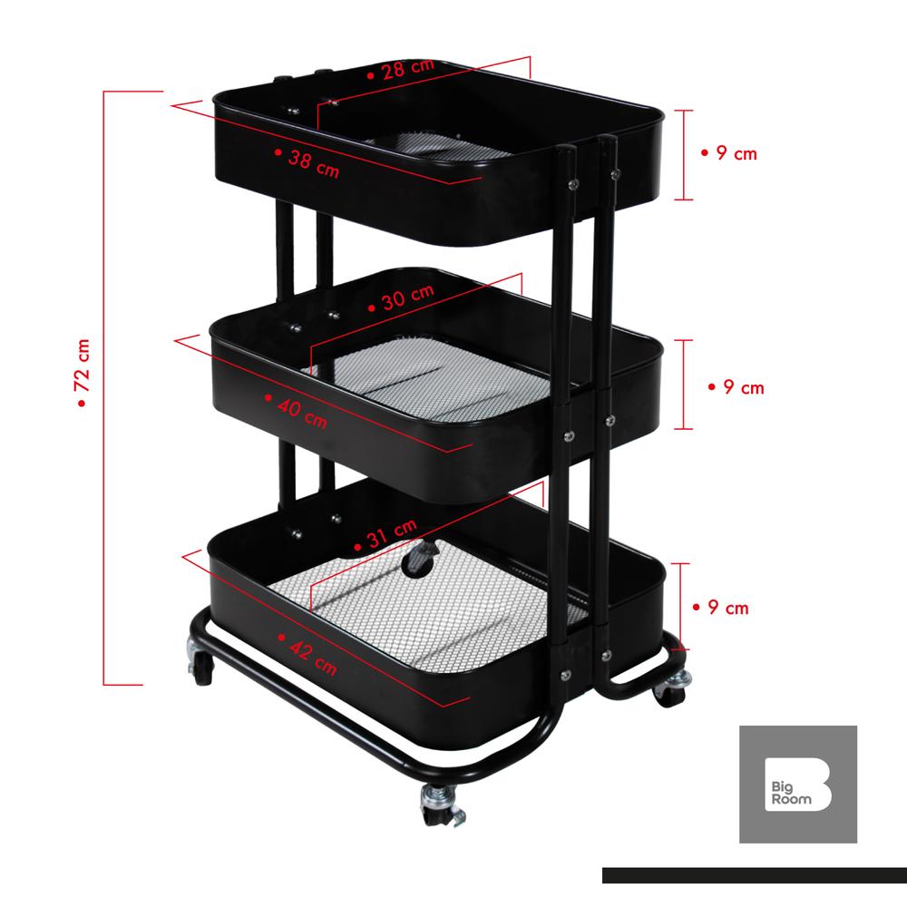 Foto 3 | Carrito Auxiliar Organizador Big Room Negro