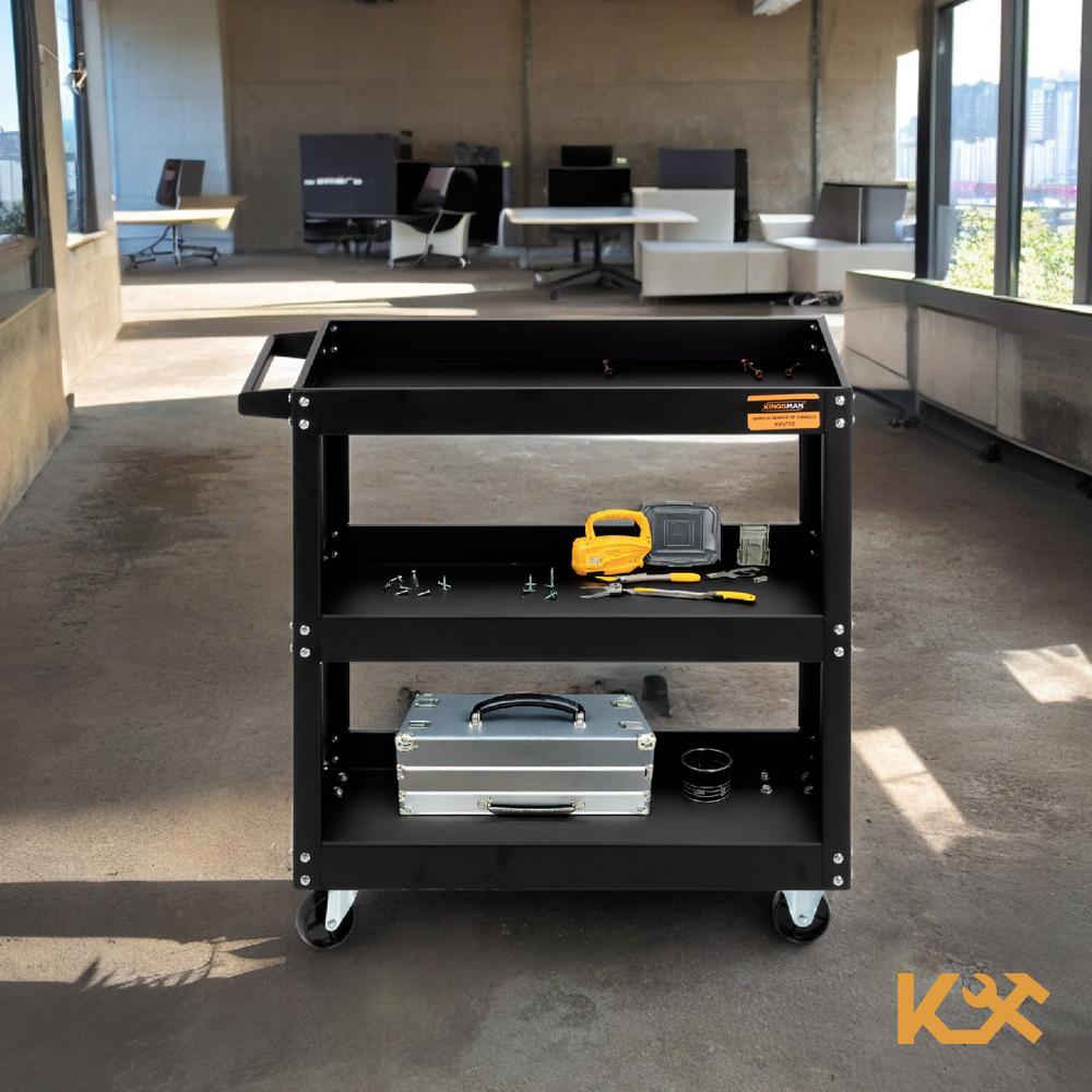 Foto 7 | Carrito de Servicio Kingsman Negro 3 Niveles 120 kg Multiusos Organizador