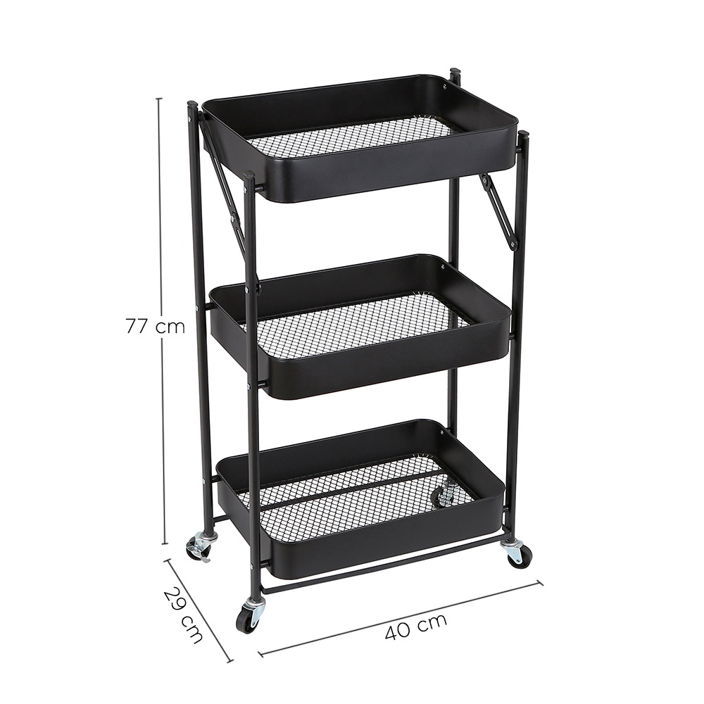 Foto 5 | Carrito Auxiliar Alessa Negro 3 Niveles