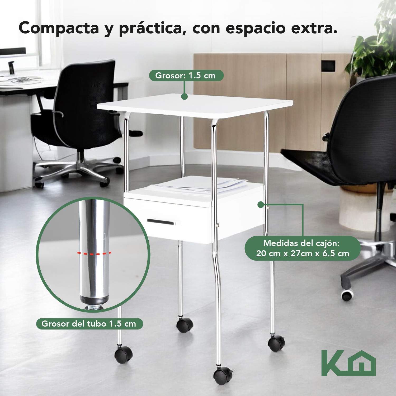 Foto 5 pulgar | Carrito Mesa Auxiliar Mueble Multiusos 1 Cajón Spa Estética