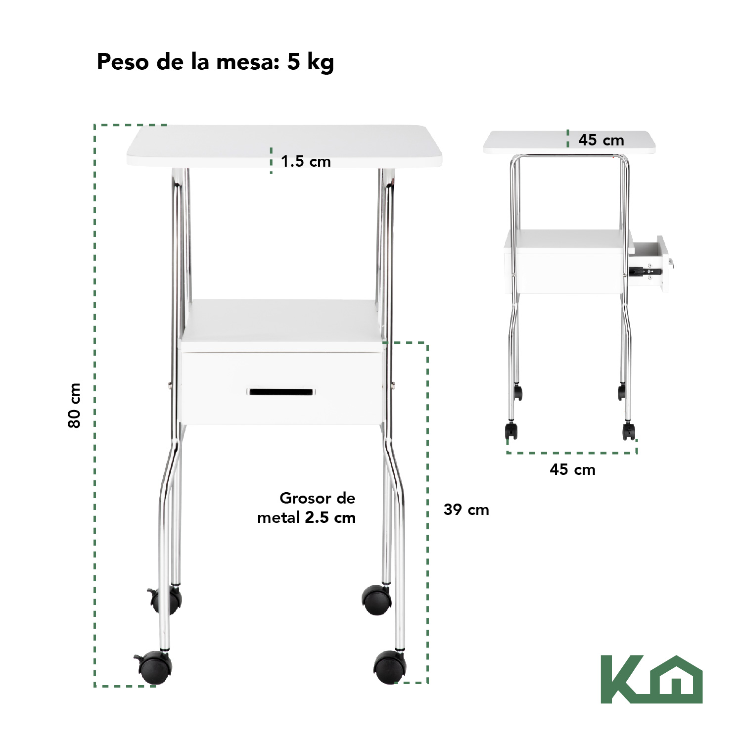 Foto 6 pulgar | Carrito Mesa Auxiliar Mueble Multiusos 1 Cajón Spa Estética