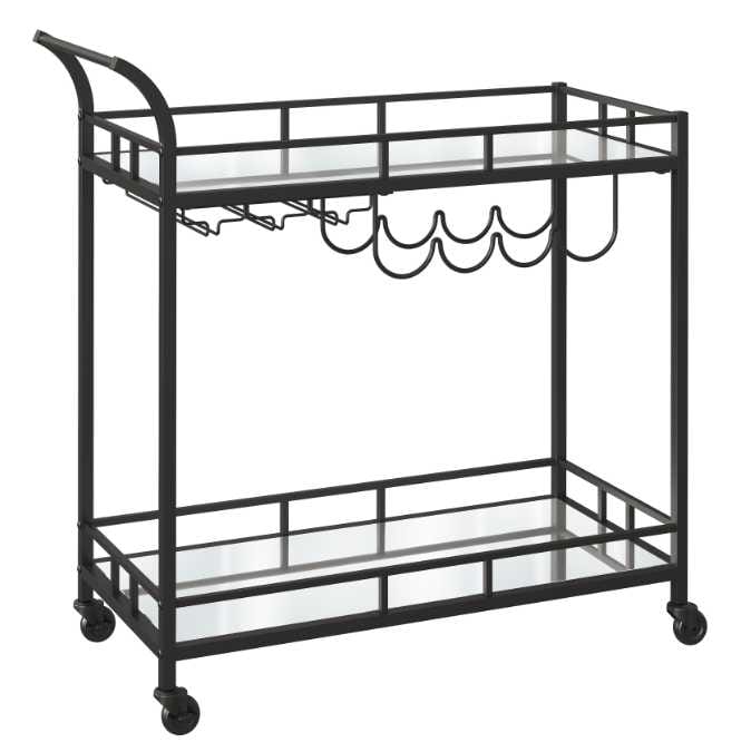 Carrito De Bar Vasagle Con Estructura De Metal Negro Con Botellero Y Soporte Para Vidrio $2,382