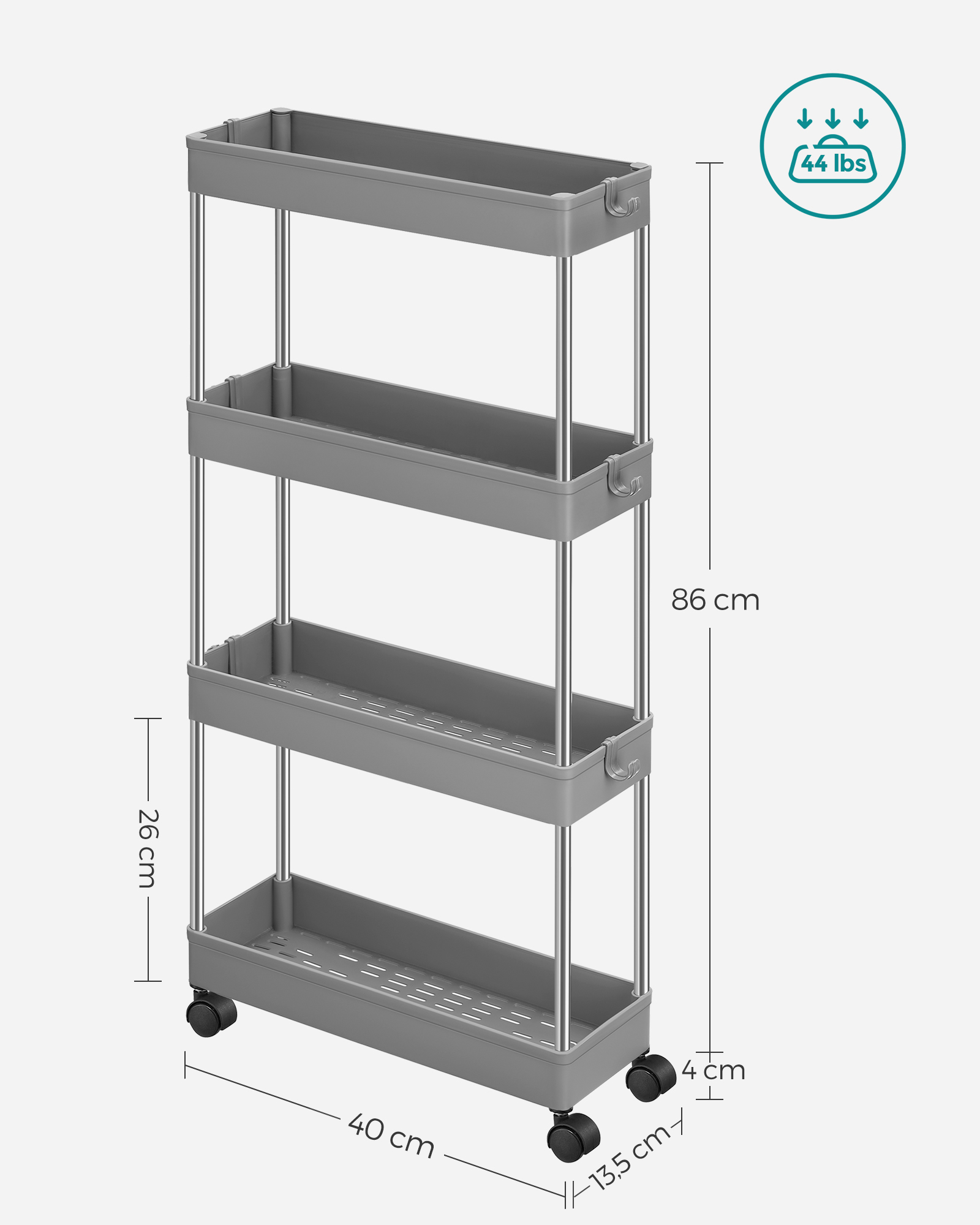 Foto 5 | Carrito de Almacenamiento Songmics con 4 Niveles