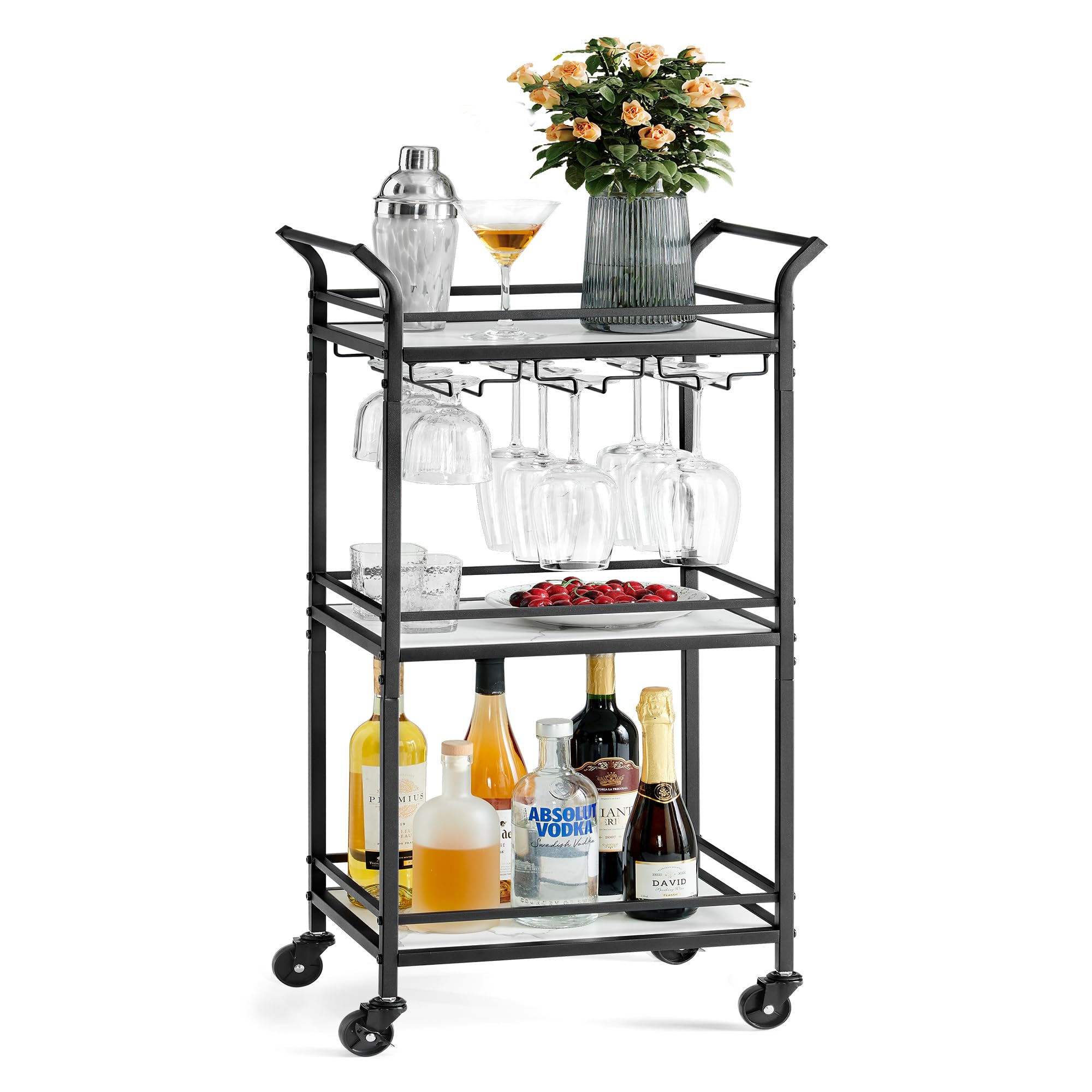 Foto 2 pulgar | Bar Cart Vasagle Home Bar Serving Con Estante De 3 Niveles, Tinta Negra