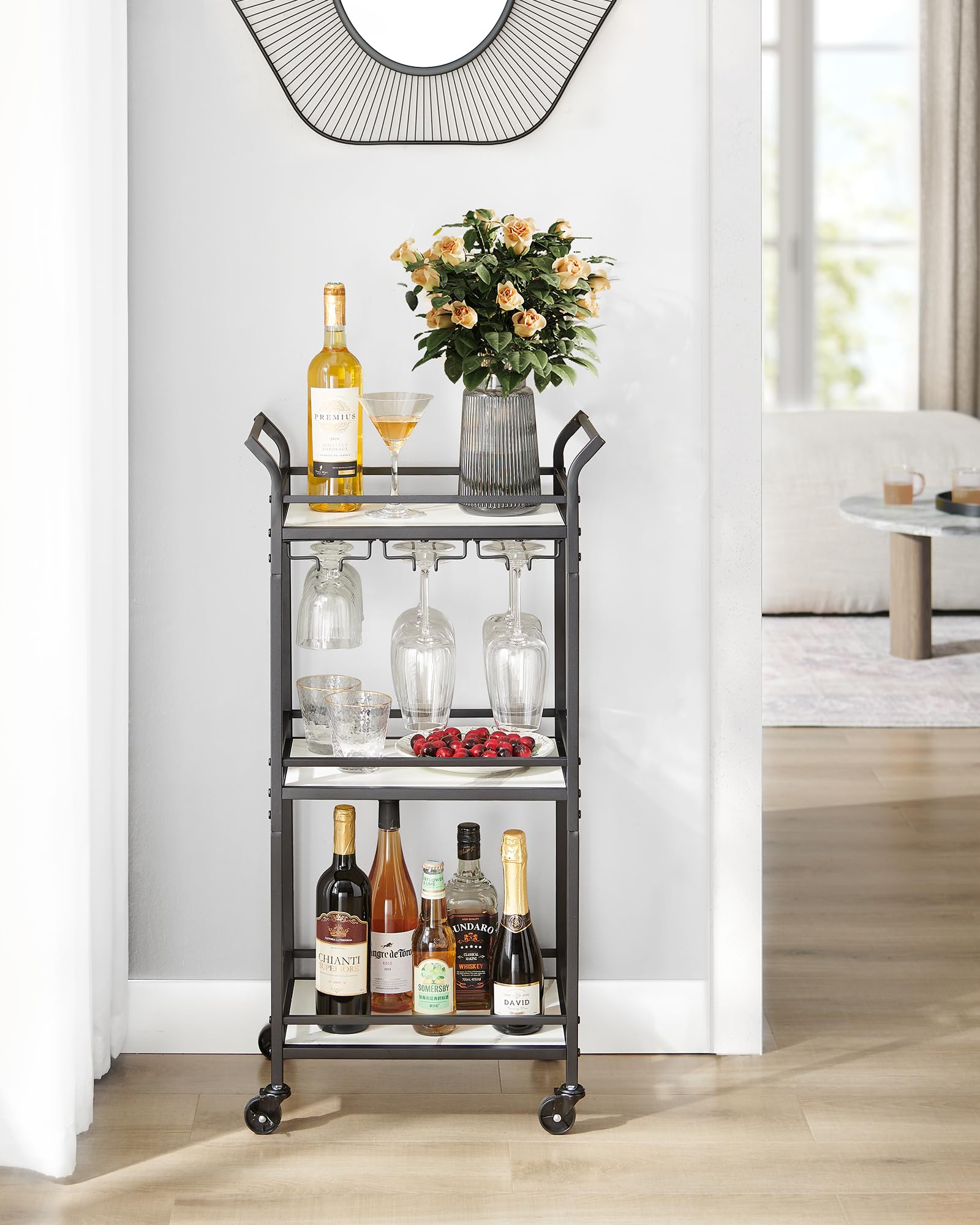 Foto 4 pulgar | Bar Cart Vasagle Home Bar Serving Con Estante De 3 Niveles, Tinta Negra