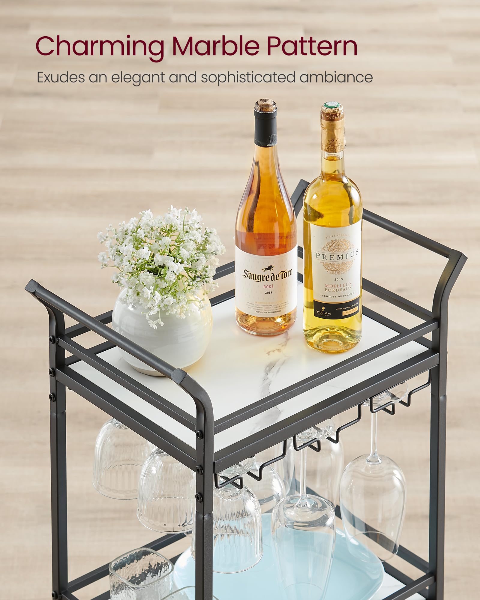 Foto 5 pulgar | Bar Cart Vasagle Home Bar Serving Con Estante De 3 Niveles, Tinta Negra