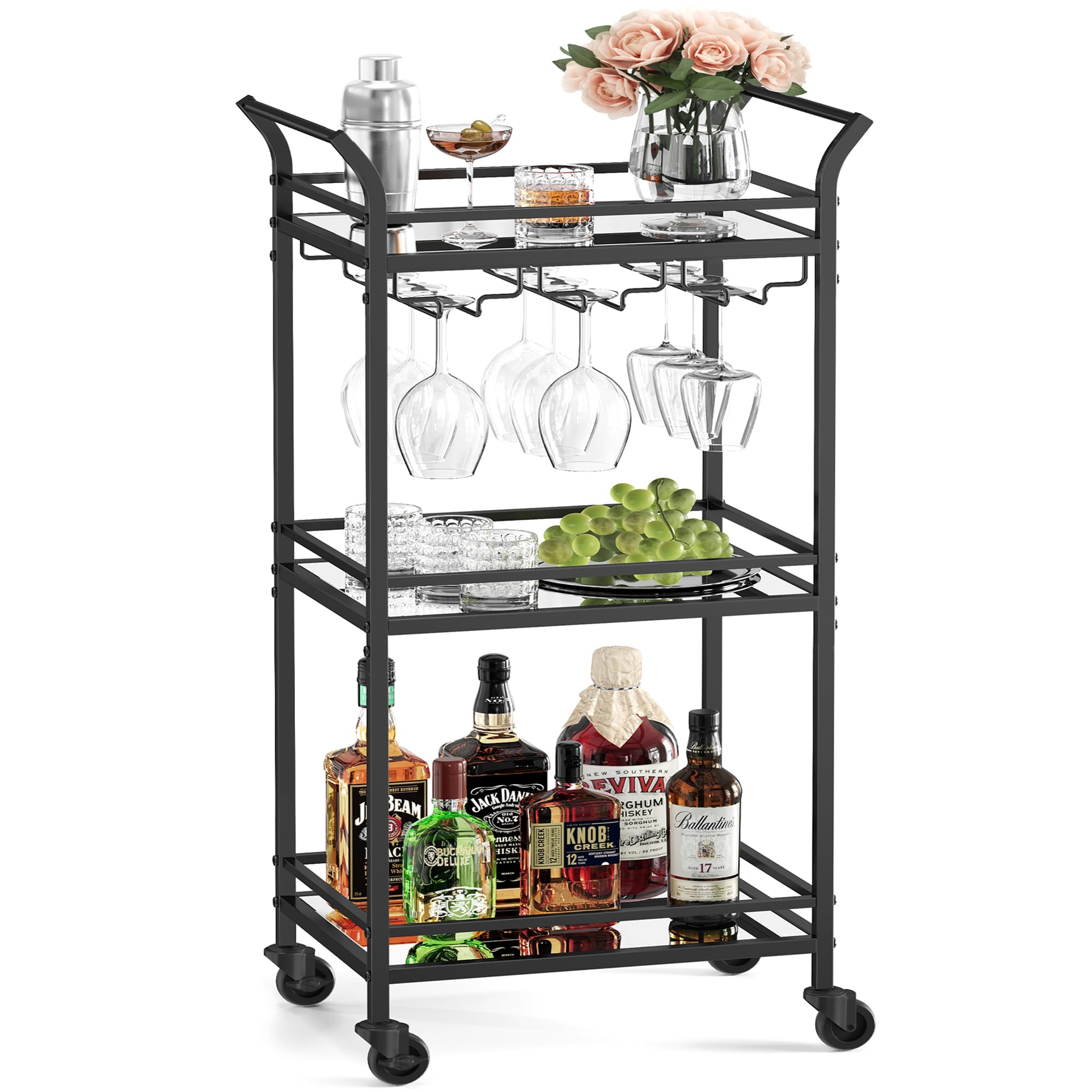 Foto 2 pulgar | Bar Cart Vasagle Home Bar Serving Con Estante De 3 Niveles, Tinta Negra