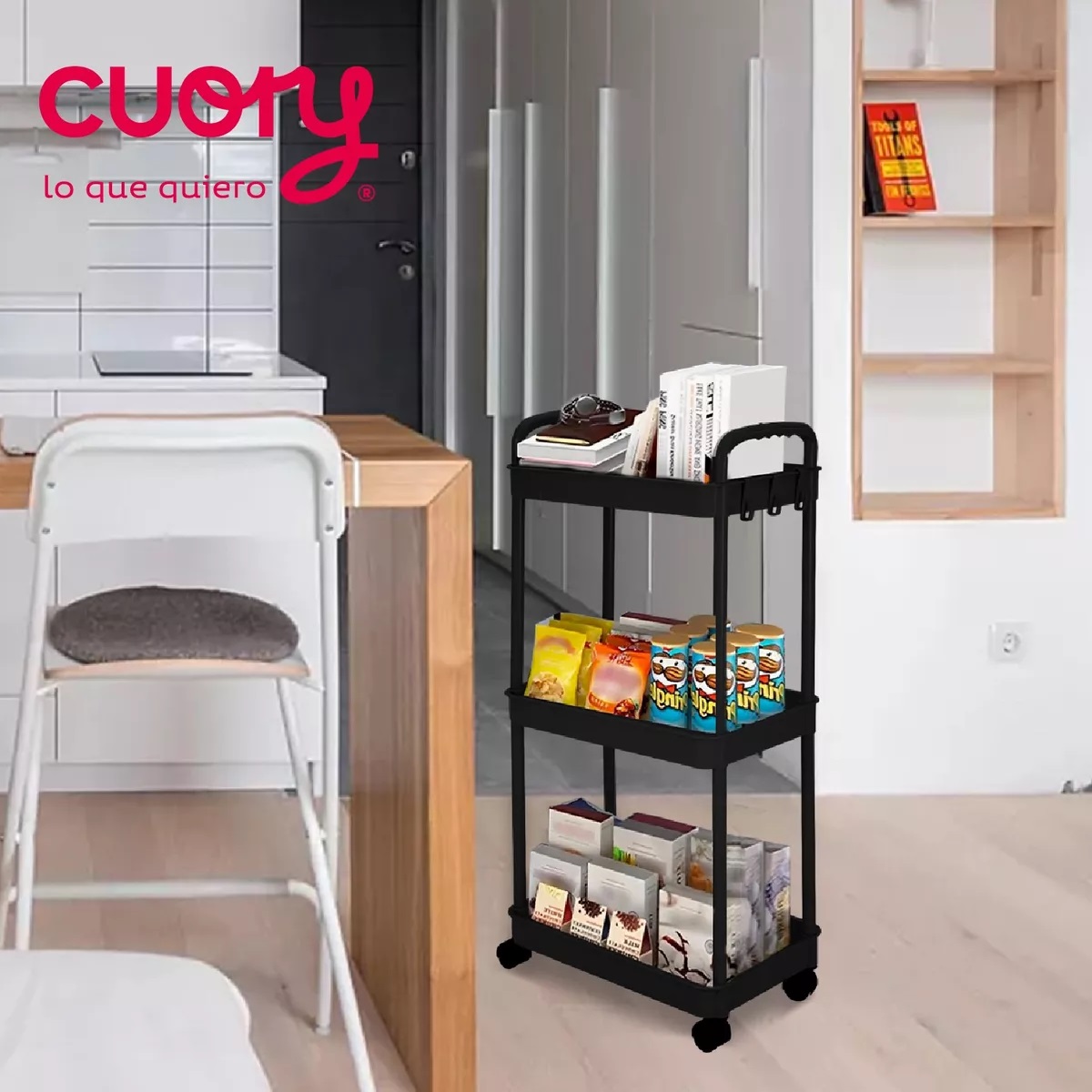 Foto 5 pulgar | Carrito Auxiliar Organizador Cuory Multiusos 3 Niveles Negro