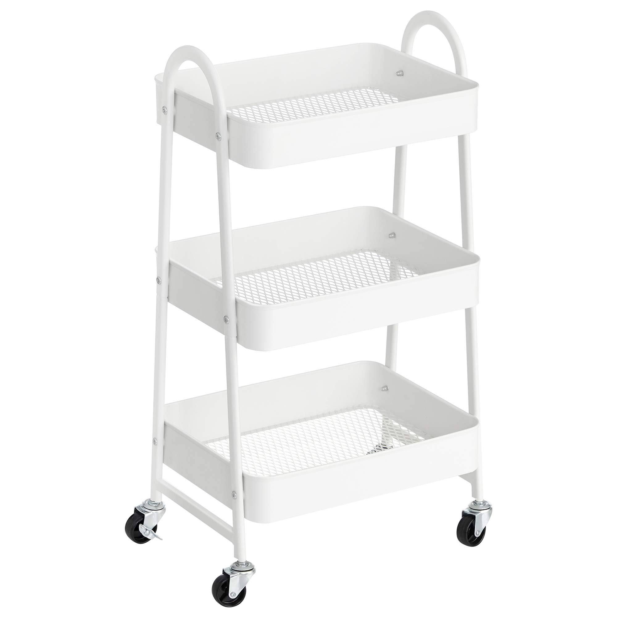 Carrito Rodante Songmics Ubsc068w01 Para Almacenamiento Metálico De 3 Niveles, Blanco