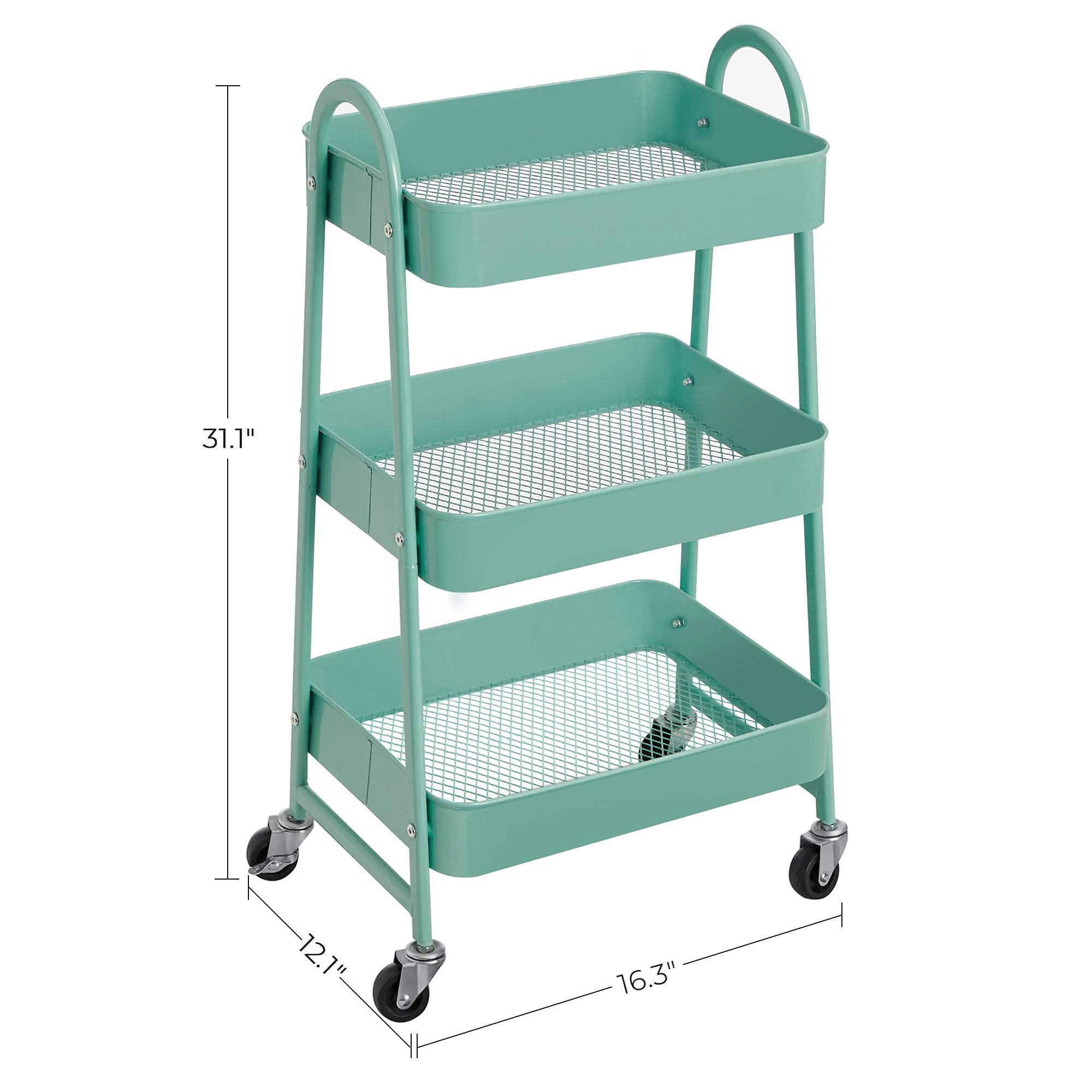 Foto 5 | Rolling Cart Songmics, Almacenamiento Metálico De 3 Niveles, Color Verde Menta